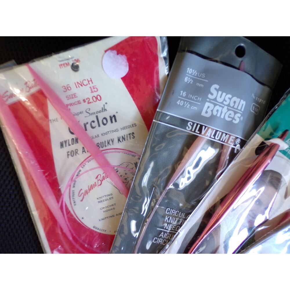 Vintage Circular Knitting Needle Lot of 4 Susan Bates Boye #3 #10.5 #13 #15 - Picture 2 of 5